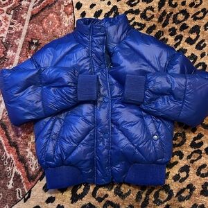 Bubble coat puffer cropped blue